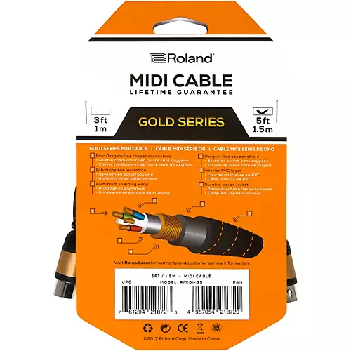Roland Gold Series MIDI Cable 3 ft. - musicians--Friend
