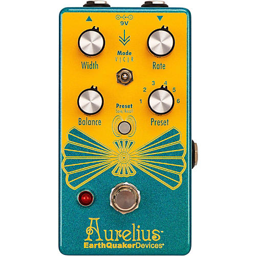 EarthQuaker Devices Aurelius Tri-Voice Chorus Effects Pedal Sparkly Teal and Golden Yellow - musicians--Friend