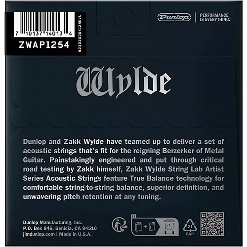 Dunlop Zakk Wylde String Lab Phosphor Bronze Acoustic Guitar Strings 12 - 54 - musicians--Friend