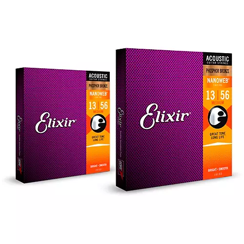 Elixir Phosphor Bronze Acoustic Guitar Strings with NANOWEB Coating, Medium (.013-.056) 2-Pack - musicians--Friend