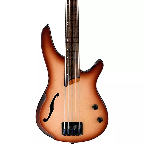 Ibanez Bass Workshop SRH505F Fretless 5-String Electric Bass Flat Natural Browned Burst - musicians--Friend