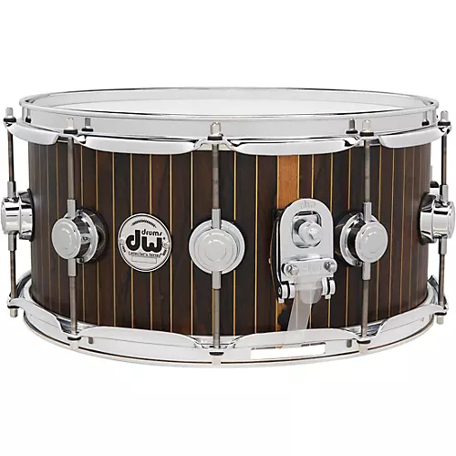 DW DW Collectors Series 333 Maple Snare Drum 14 x 6.5 in. Brass Pinstripe Ziricote - musicians--Friend