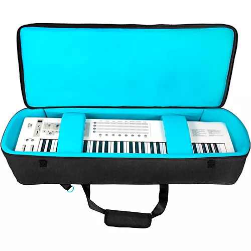 Gator GTKP61-BLK Transit Series Protective Gig Bag for 61-Note Keyboards; Charcoal Black With Electric Blue Interior - musicians--Friend