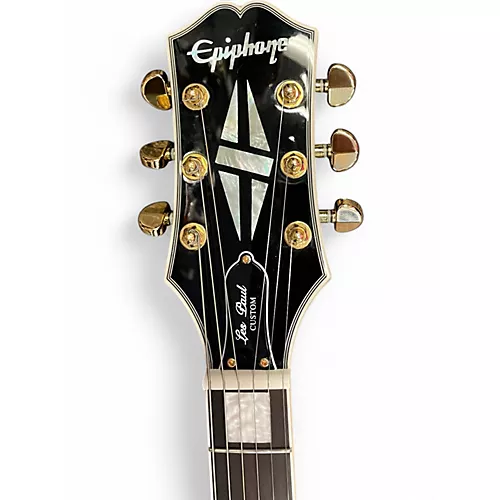 Used Epiphone Les Paul Custom Black Solid Body Electric Guitar Black - musicians--Friend