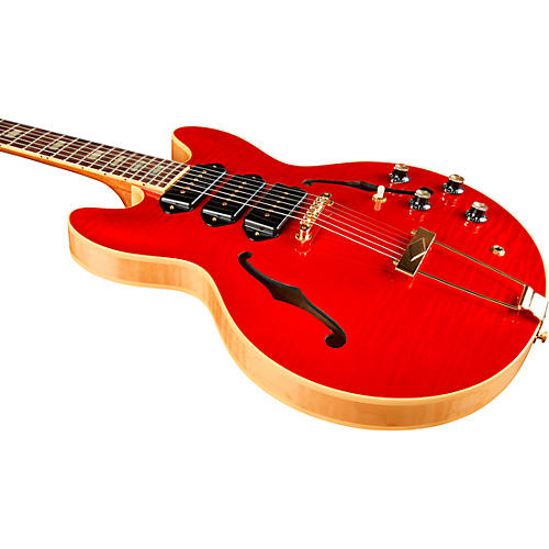 Gibson Custom M2M 1964 ES-335 Figured P-90 VOS Semi-Hollow Electric Guitar Transparent Cherry - musicians--Friend