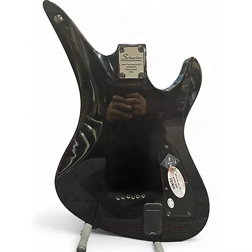 Used 2012 Schecter Guitar Research Damien Elite Avenger Left Handed Black Electric Guitar Black - musicians--Friend