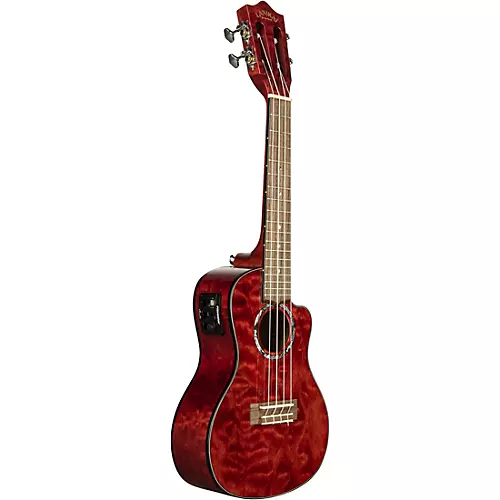 Lanikai QM-CEC Quilted Maple Concert Acoustic-Electric Ukulele Transparent Blue - musicians--Friend