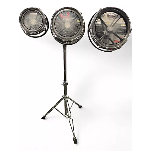 Used Remo Multiple Rototom Black and Silver Roto Toms Black and Silver 140 - musicians--Friend