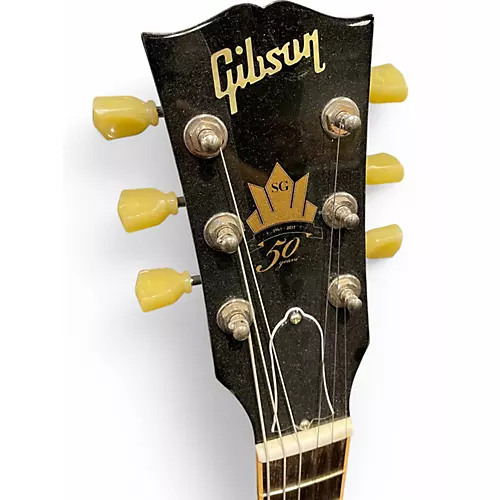 Used 2011 Gibson 50th Anniversary SG Standard 24 Black Solid Body Electric Guitar Black - musicians--Friend