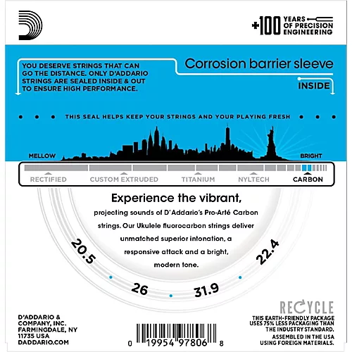 D'Addario EJ99T Pro-Arte Carbon Tenor Ukulele Strings - musicians--Friend