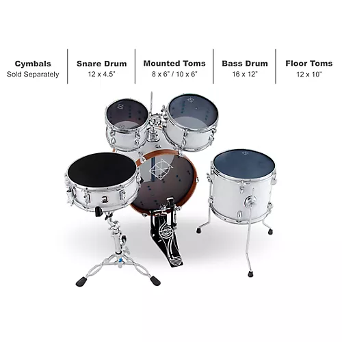 Dixon Jet Set Plus 5-Piece Shell Pack Sub Zero White - musicians--Friend