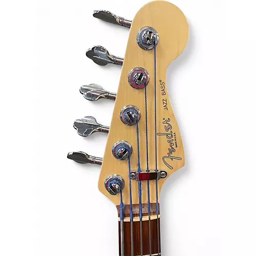 Used 2004 Fender American Standard Jazz Bass V Silver Electric Bass Guitar Silver - musicians--Friend