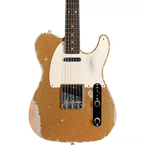 Fender Custom Shop Limited-Edition Texas Telecaster Heavy Relic Electric Guitar Gold Metal Flake/Aged Olympic White - musicians--Friend