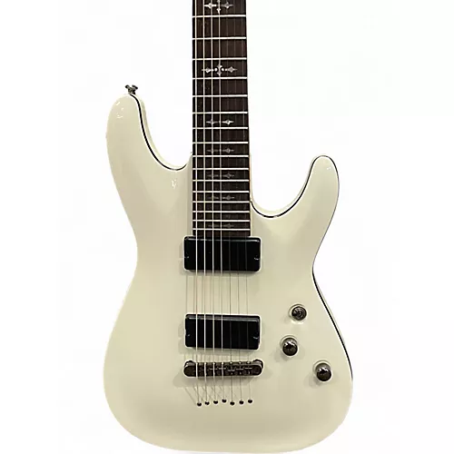 Used Schecter Guitar Research Demon 7 String WHITE Solid Body Electric Guitar WHITE - musicians--Friend