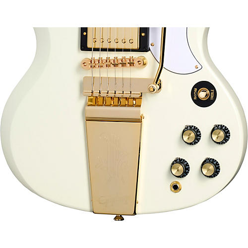 Epiphone Inspired by Gibson Custom 1963 Les Paul SG Custom With Maestro Vibrola Electric Guitar Classic White - musicians--Friend