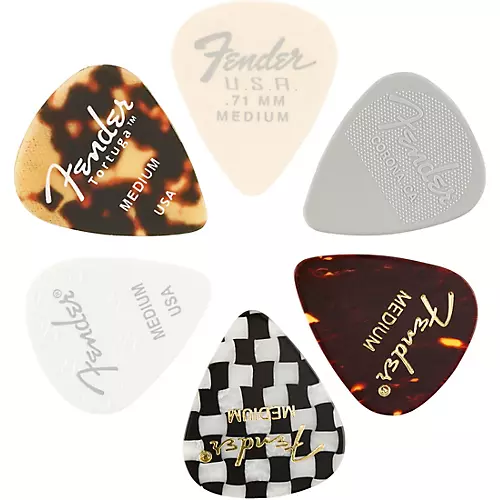Fender 351 Shape Material Medley Guitar Picks (6-Pack) Medium 6 Pack - musicians--Friend
