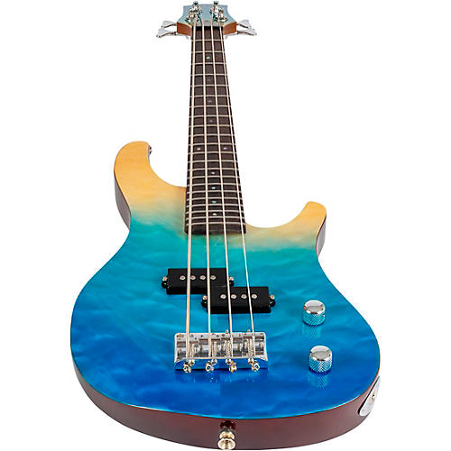 Flight Mini Bass TBL Electric Bass Guitar Transparent Blue - musicians--Friend