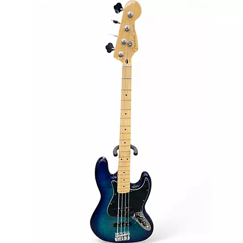 Used 2021 Fender Player Plus Jazz Bass Plus Top Blue Burst Electric Bass Guitar Blue Burst - musicians--Friend