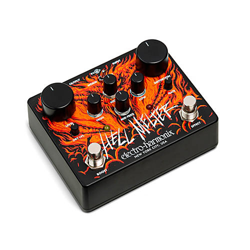 Electro-Harmonix Hell Melter Distortion Effects Pedal Black and Orange - musicians--Friend