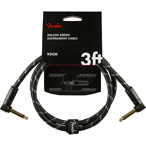 Fender Deluxe Series Angle to Angle Instrument Cable 3 ft. Black Tweed - musicians--Friend