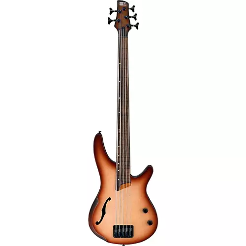 Ibanez Bass Workshop SRH505F Fretless 5-String Electric Bass Flat Natural Browned Burst - musicians--Friend