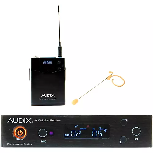 Audix AP41 HT7 Wireless Microphone System with R41 Diversity Receiver, B60 Bodypack and HT7 Headworn Microphone Band B Beige - musicians--Friend