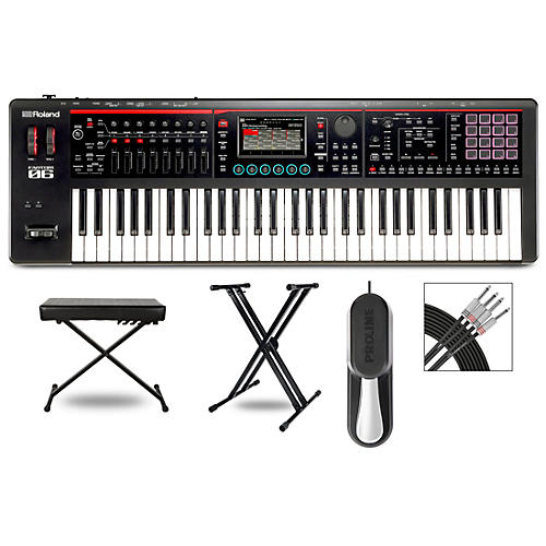 Roland FANTOM-06 Synthesizer With X-Stand, Sustain Pedal, Bench and Livewire Audio Cables - musicians--Friend