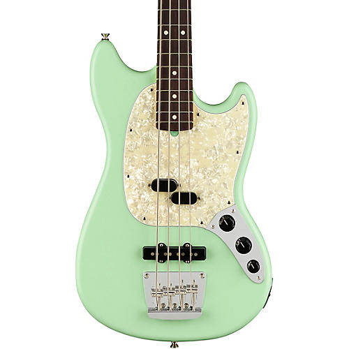 Fender American Performer Mustang Bass Rosewood Fingerboard Satin Seafoam Green - musicians--Friend