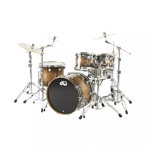 DW Collector's Cherry Lacquer Specialty 4-Piece Shell Pack All Cherry Natural to Candy Black Burst Chrome Hardware - musicians--Friend