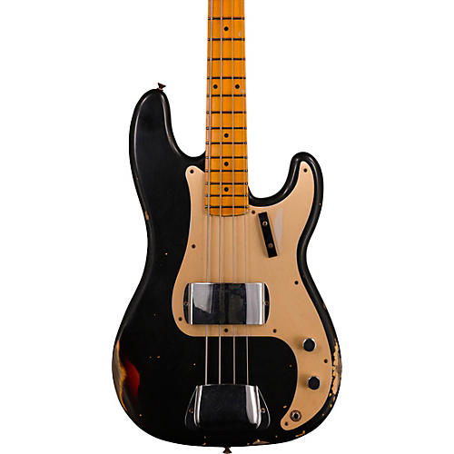 Fender Custom Shop Limited-Edition '58 Precision Bass Relic Aged Black over Chocolate 3-Color Sunburst - musicians--Friend