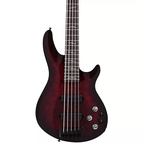 Schecter Guitar Research Omen Elite-5 5-String Electric Bass See-Thru Blue Burst - musicians--Friend