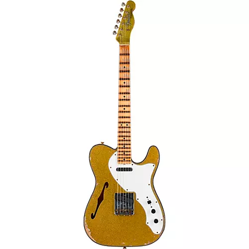 Fender Custom Shop '60s Custom Telecaster Thinline Relic Limited-Edition Electric Guitar Chartreuse Sparkle - musicians--Friend