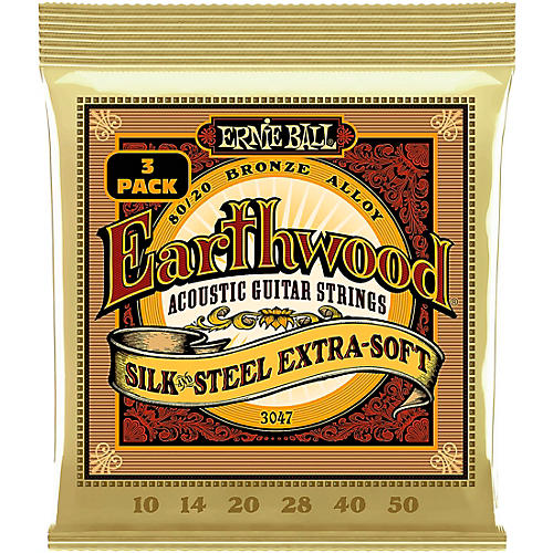 Ernie Ball Earthwood Silk and Steel Extra Soft 80/20 Bronze Acoustic Guitar Strings 3 Pack 10 - 50 - musicians--Friend