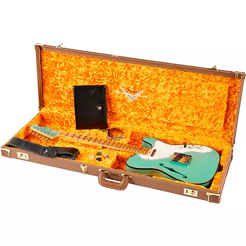 Fender Custom Shop Limited-Edition '60s Custom Telecaster Thinline Relic Maple Fingerboard Electric Guitar Aged Sea Foam Green Sparkle - musicians--Friend