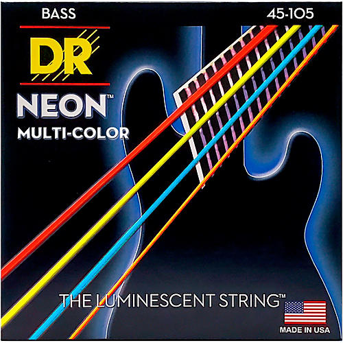 DR Strings Hi-Def NEON Multi-Color Coated Medium 4-String Bass Strings - musicians--Friend