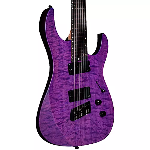 Legator Ninja 7 String Multi-Scale Super Shred Series Quilted Maple Electric Guitar Purple - musicians--Friend