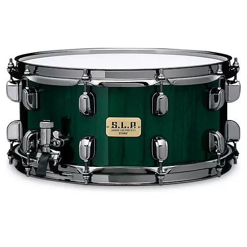 TAMA S.L.P. Bubinga/Maple Snare Drum 14 x 6.5 in. Malachite Green Zebrawood - musicians--Friend