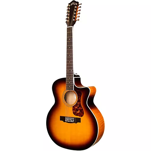 Guild F-2512CE Deluxe 12-String Cutaway Jumbo Acoustic-Electric Guitar Antique Burst - musicians--Friend