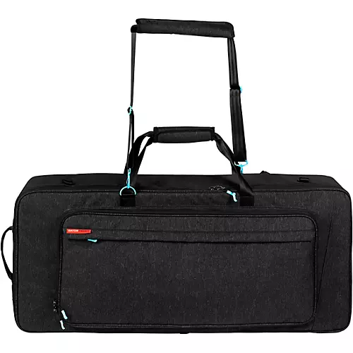 Gator GTKP61-BLK Transit Series Protective Gig Bag for 61-Note Keyboards; Charcoal Black With Electric Blue Interior - musicians--Friend
