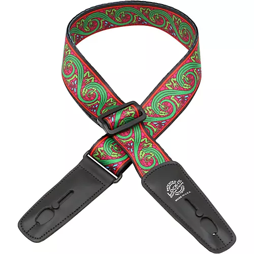 Lock-It Straps Bob Masse Rock Art Leather End Guitar Strap Red Thistles - musicians--Friend