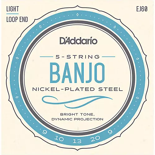 D'Addario EJ60 Nickel 5-String Light Banjo Strings (9-20) - musicians--Friend