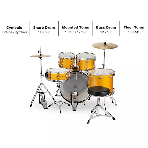 Open-Box Unity II 5-Piece Complete Drum Set With Hardware, Cymbals and Throne Condition 1 - Mint Gold Medal Speckle - musicians--Friend