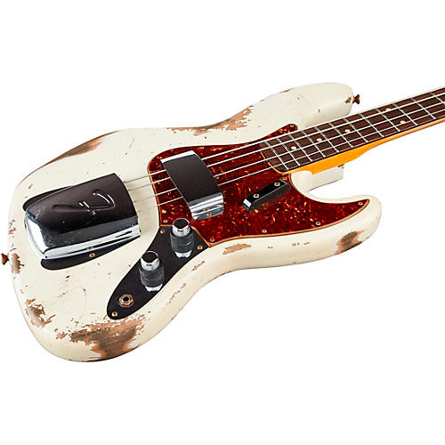 Fender Custom Shop 1960 Jazz Bass Guitar Heavy Relic Aged Olympic White - musicians--Friend