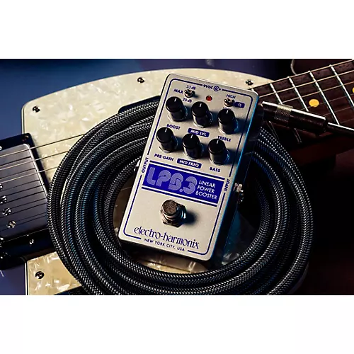 Electro-Harmonix LPB-3 Linear Power Booster & EQ Effect Pedal Silver and Blue - musicians--Friend