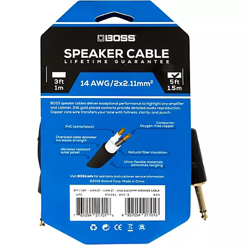 BOSS 14-Gauge Speaker Cable 15 ft. - musicians--Friend
