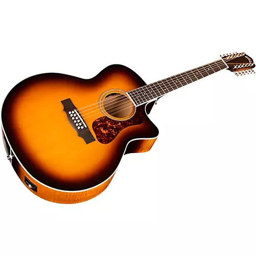 Guild F-2512CE Deluxe 12-String Cutaway Jumbo Acoustic-Electric Guitar Antique Burst - musicians--Friend