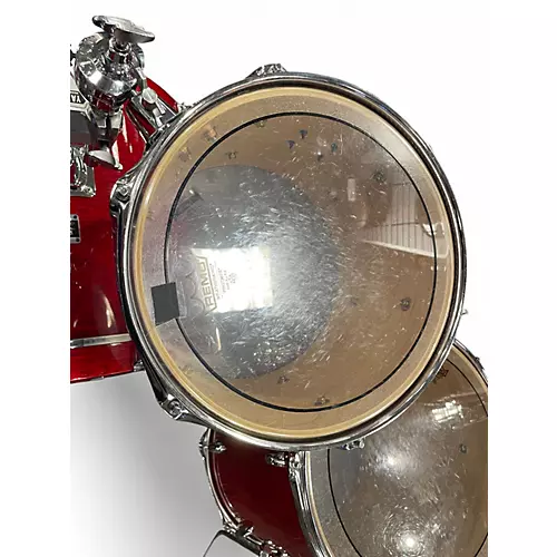 Used Yamaha 4 Piece Oak Custom Red Gloss Drum Kit Red Gloss - musicians--Friend