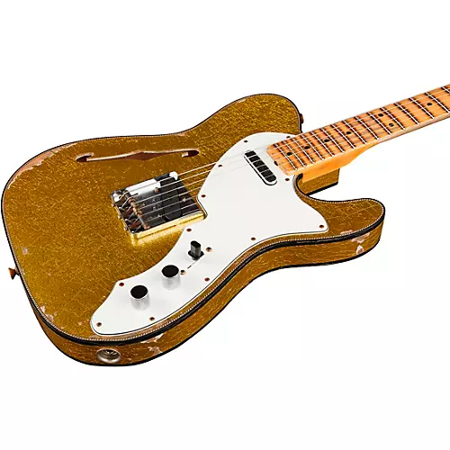 Fender Custom Shop '60s Custom Telecaster Thinline Relic Limited-Edition Electric Guitar Chartreuse Sparkle - musicians--Friend
