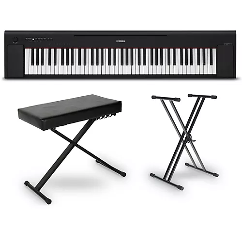 Yamaha Piaggero NP-35 76-Key Portable Keyboard Essentials Bundle White - musicians--Friend