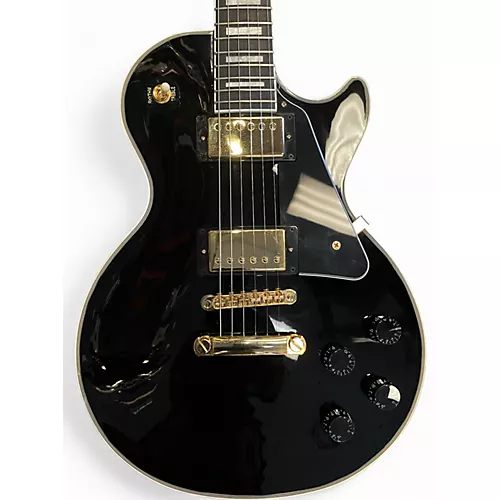 Used Epiphone Les Paul Custom Black Solid Body Electric Guitar Black - musicians--Friend